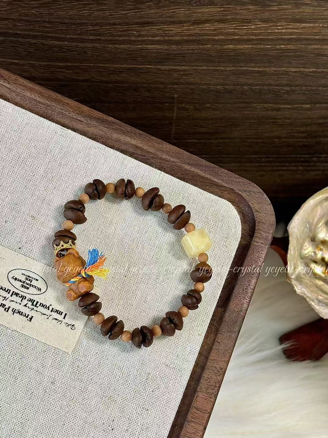 Consecrated light, enlightenment, meditation and concentration bear coffee bean bracelet